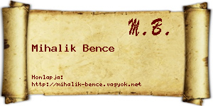 Mihalik Bence névjegykártya